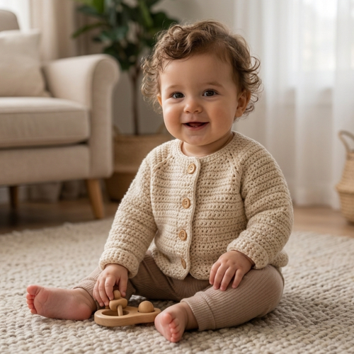 Crochet Baby Cardigan Pattern, Easy Raglan Sweater For Beginners