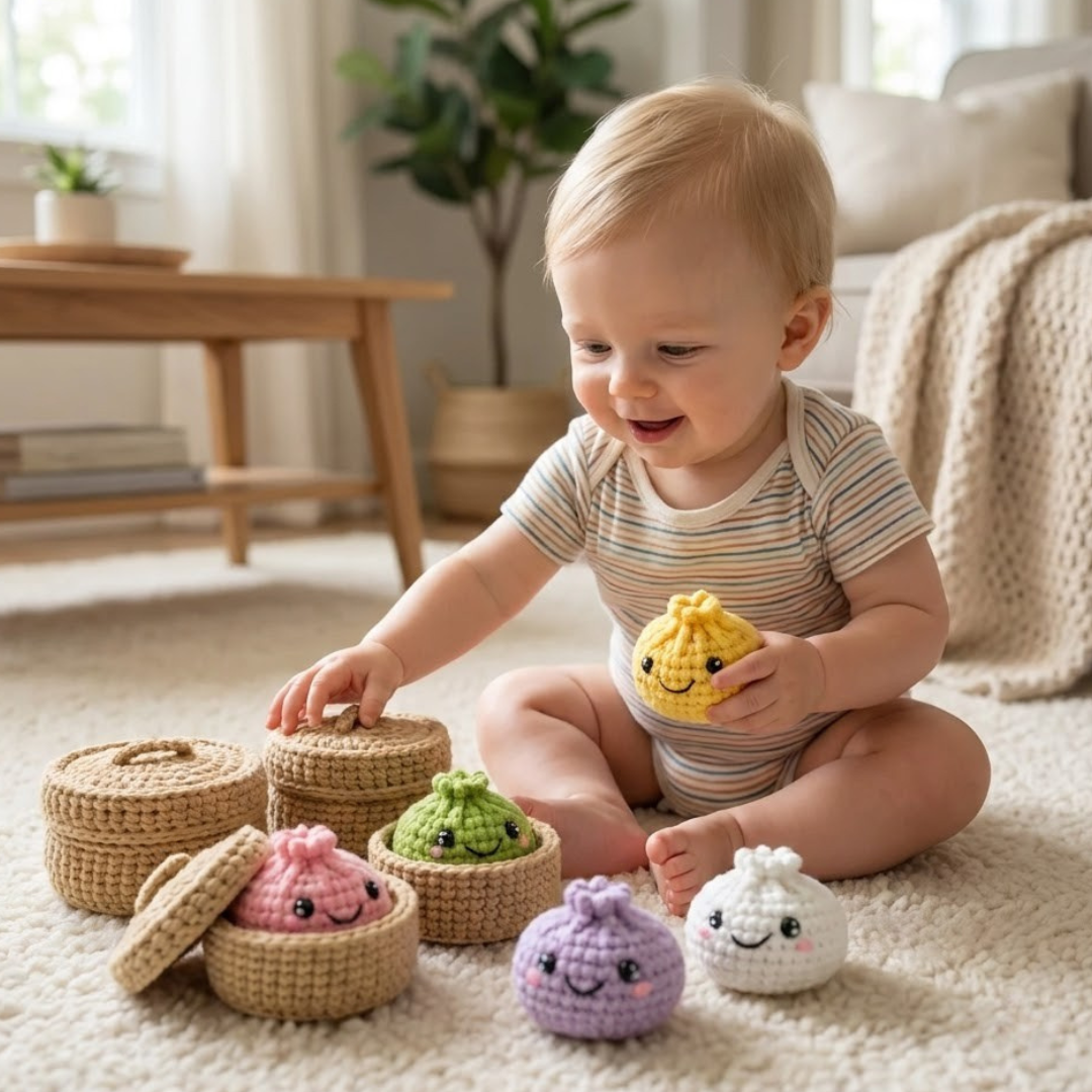 Crochet Dumpling Pattern, No Sew Beginner Amigurumi Food Plushie