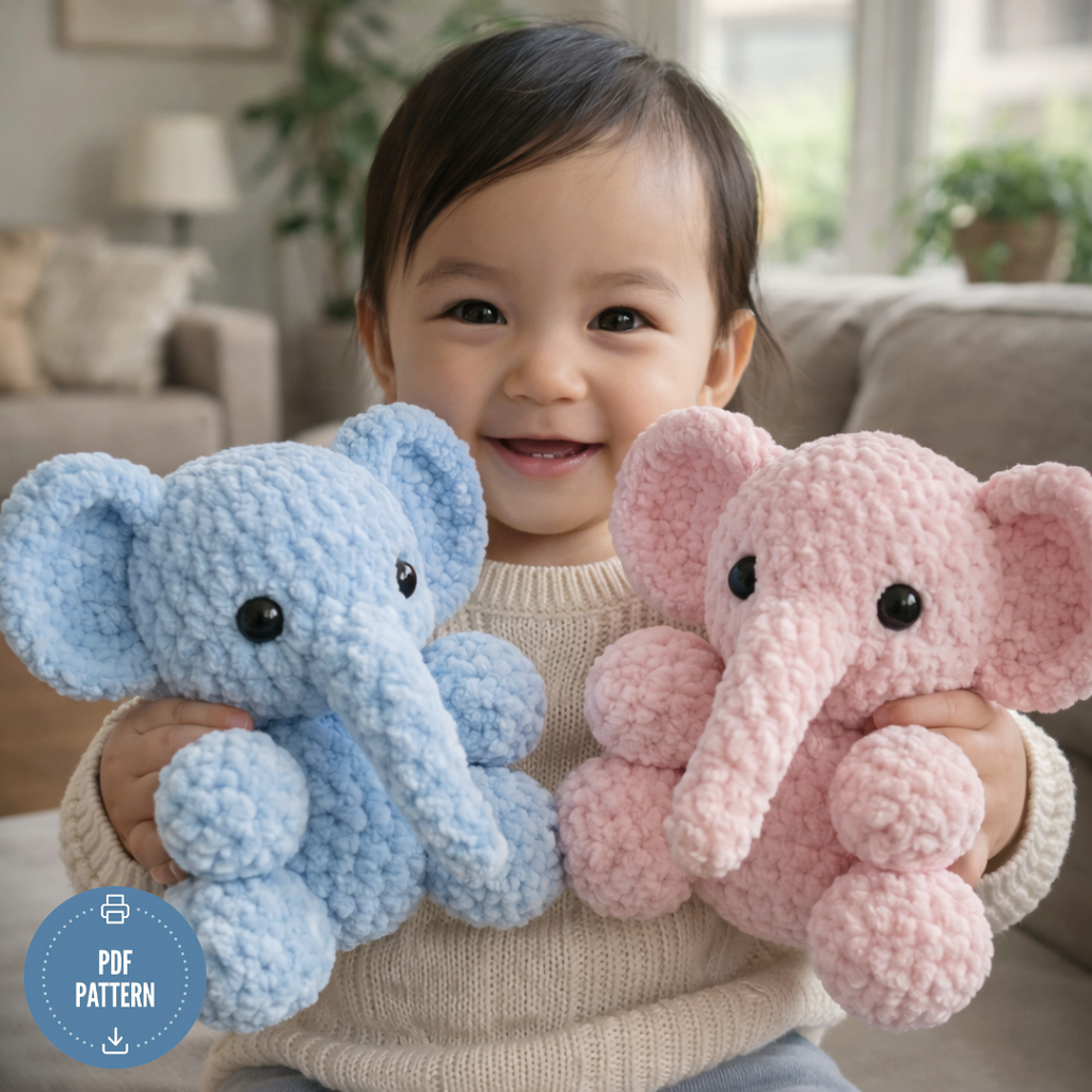 Baby Elephant Crochet Pattern, Amigurumi, Beginner Friendly, Instant Download
