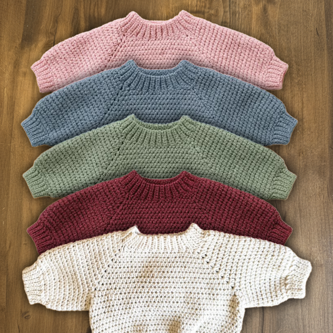 Crochet Raglan Baby Sweater, Oversized Pattern With Video Tutorial