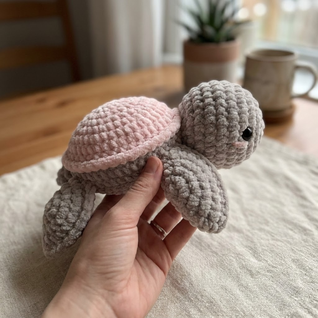 Crochet Turtle Pattern, Beginner Amigurumi Baby Animal Plushie