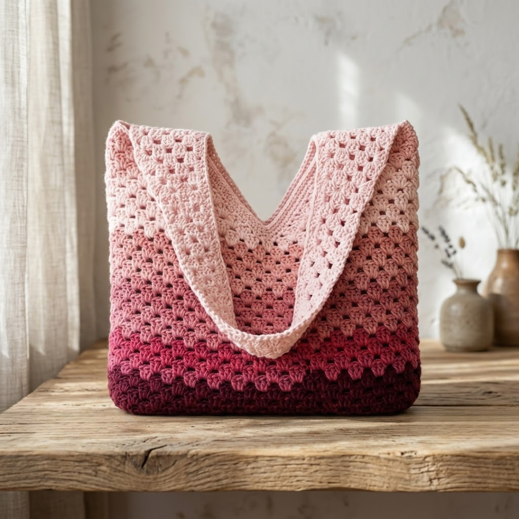 Granny Stitch Tote Bag Crochet Pattern, Beginner Friendly, Instant Download