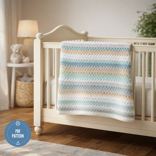 Coastal Calm Crochet Blanket Pattern, Instant Download