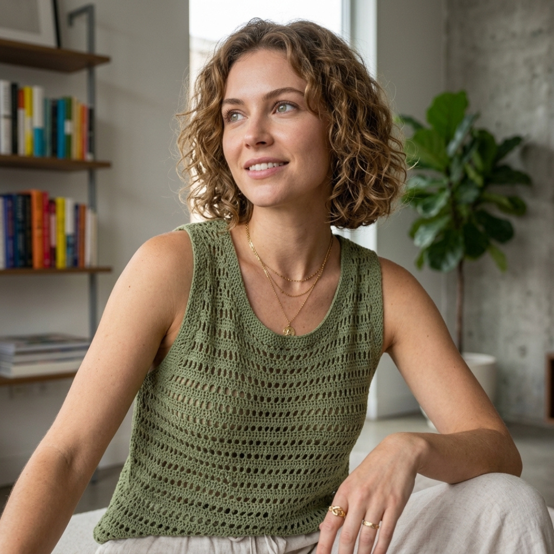 Crochet Tank Top Pattern, Boho Lace Sleeveless Blouse PDF