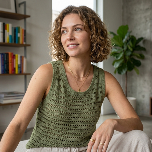 Crochet Tank Top Pattern, Boho Lace Sleeveless Blouse PDF