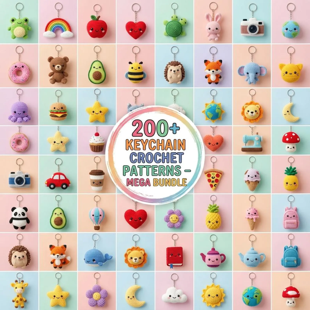 Crochet Keychain Bundle, 200+ Patterns, Instant Download, Amigurumi Patterns