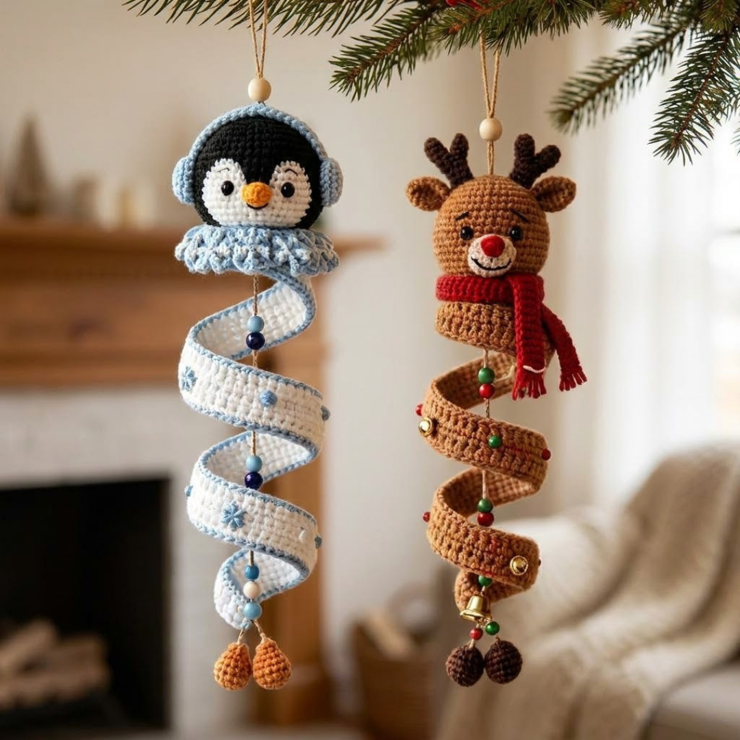 Christmas Snowman Crochet Pattern Bundle, Spiral Ornament Decorations