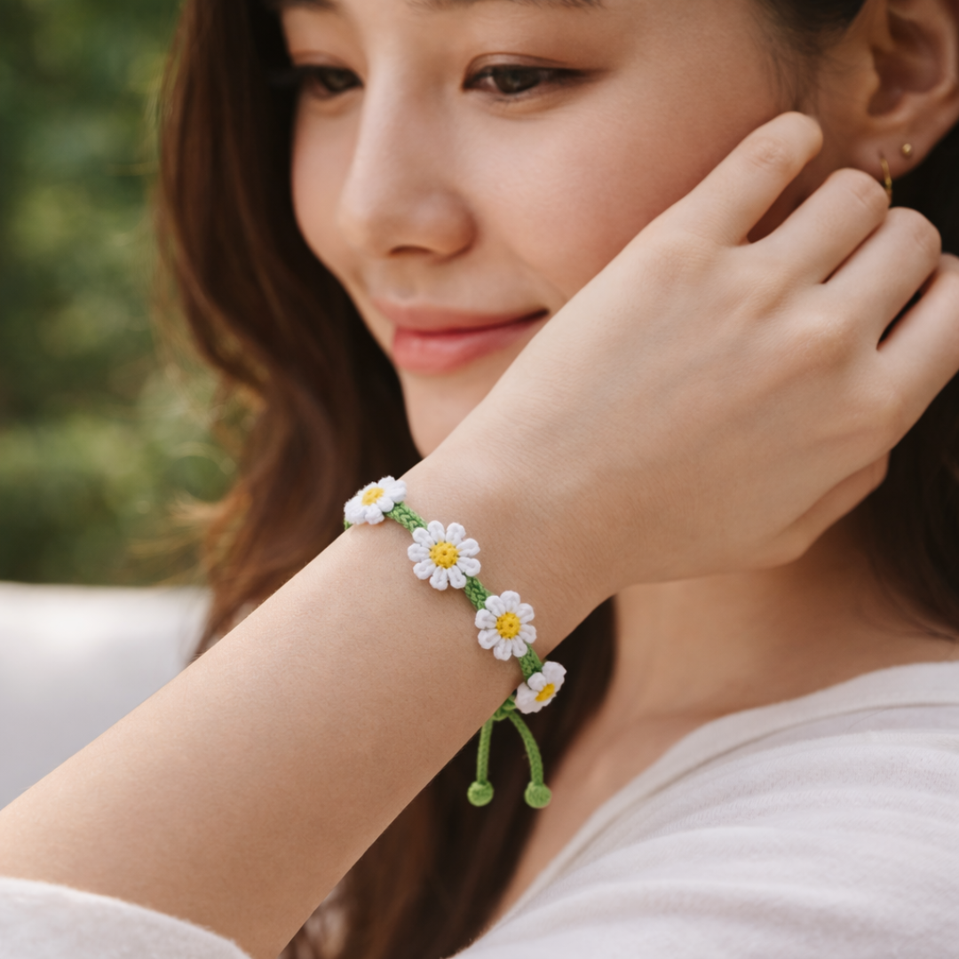 Daisy Bracelet Crochet Pattern, Instant Download