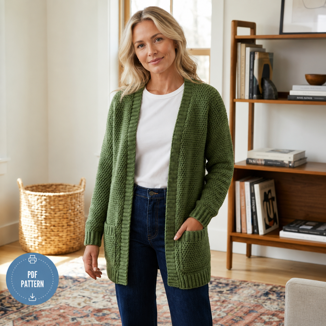 Cardigan Crochet Pattern, Beginner Friendly XS To 4XL Design