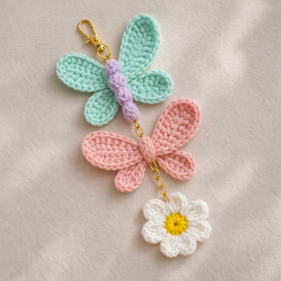 Butterfly Bag Charm Crochet Pattern, Instant Download