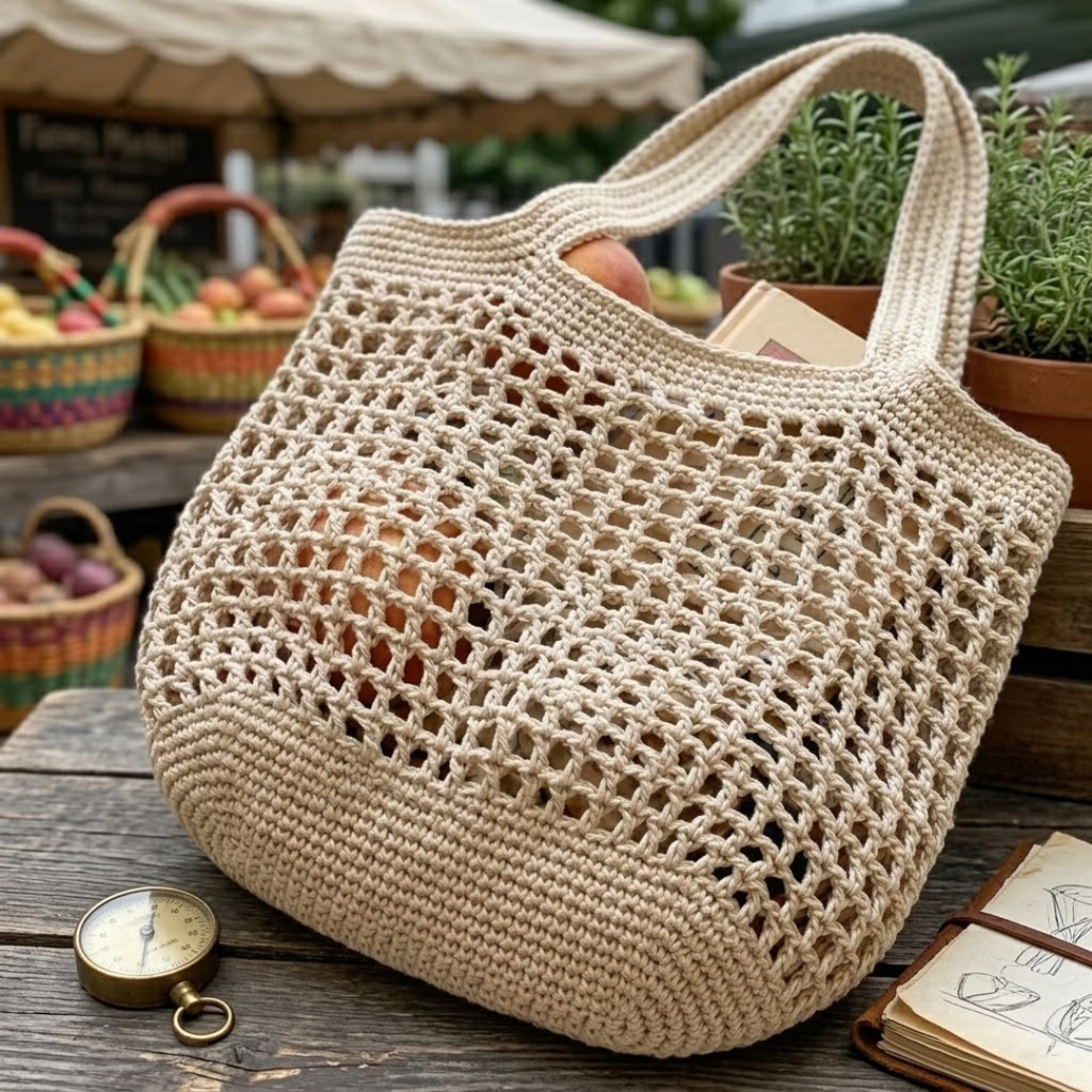 Market Bag Crochet Pattern, Beginner Friendly Tote Bag PDF