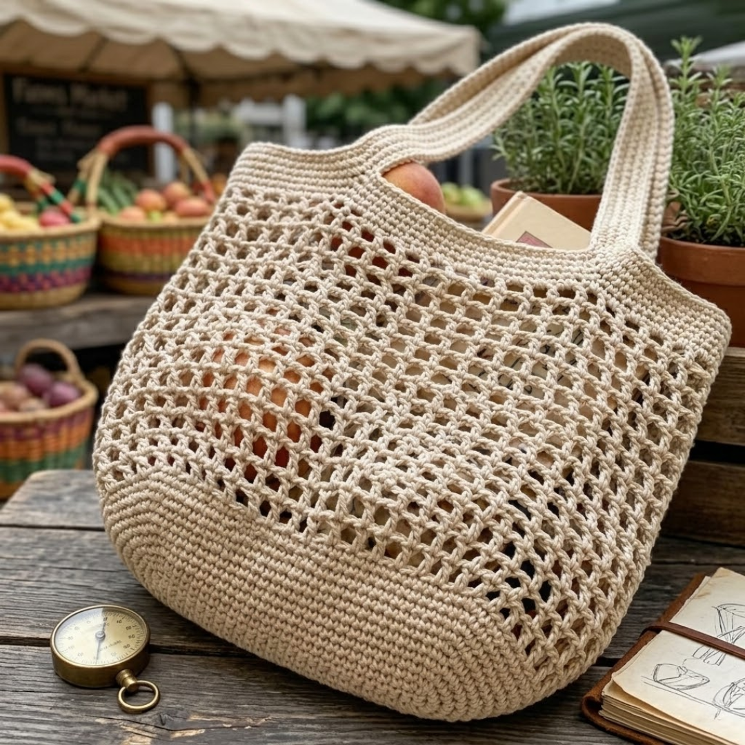 Market Bag Crochet Pattern, Beginner Friendly Tote Bag PDF