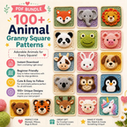 Granny Squares & Animals Bundle, 100 Crochet Patterns, Instant Download
