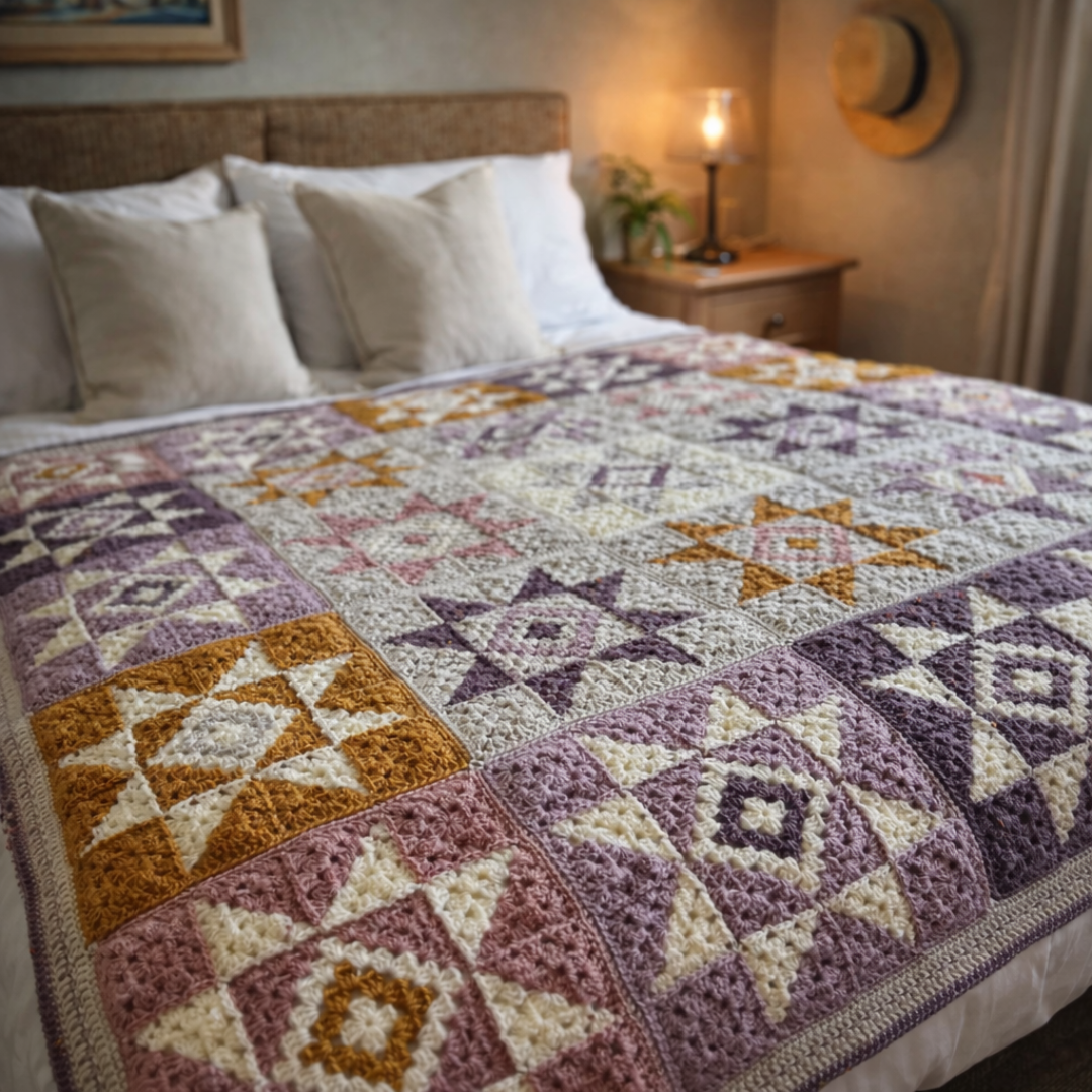 Cozy Stars Crochet Blanket Pattern, Beginner Friendly, Instant Download