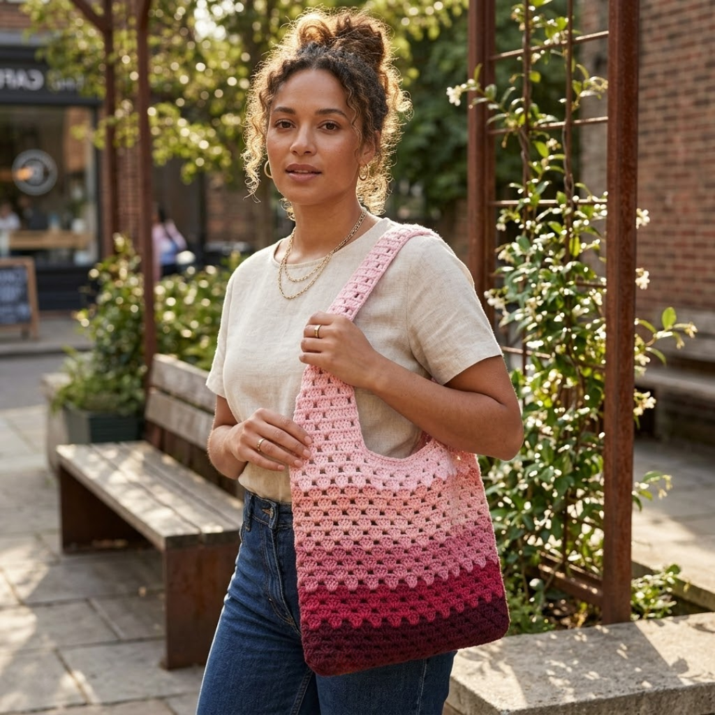 Granny Stitch Tote Bag Crochet Pattern, Beginner Friendly, Instant Download