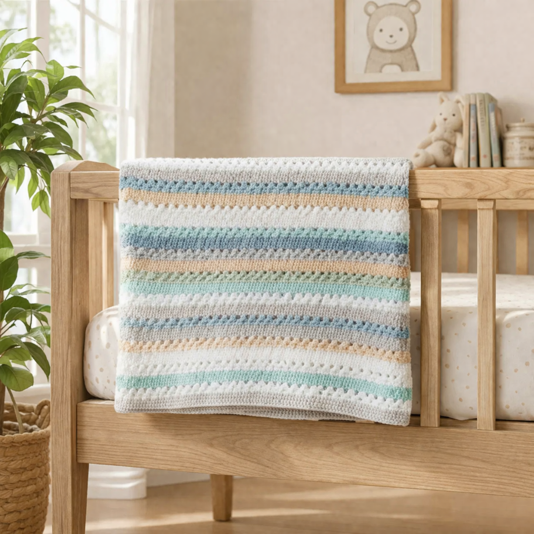 Coastal Calm Crochet Blanket Pattern, Instant Download