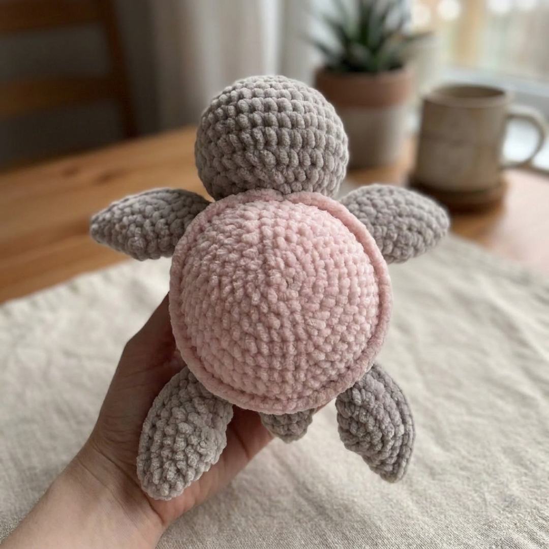 Crochet Turtle Pattern, Beginner Amigurumi Baby Animal Plushie