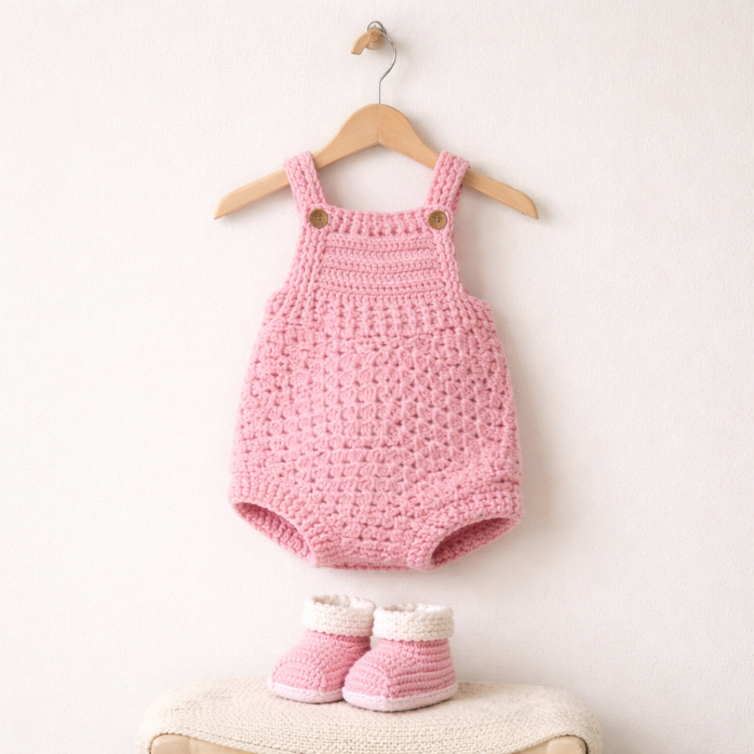 Crochet Baby Romper Pattern, Newborn Set With Booties