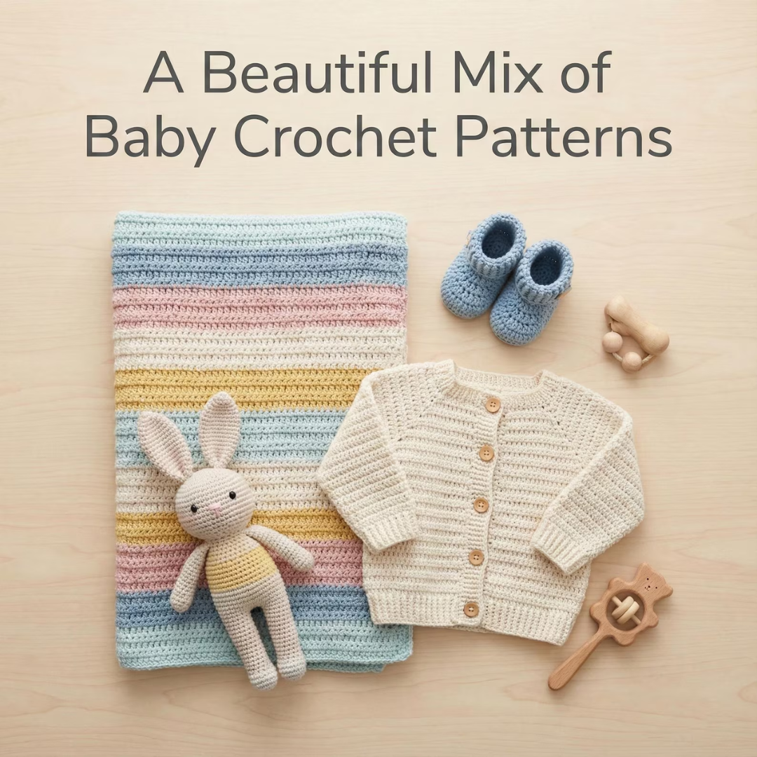 Crochet Baby Patterns Bundle, Blankets Booties And Amigurumi PDFs
