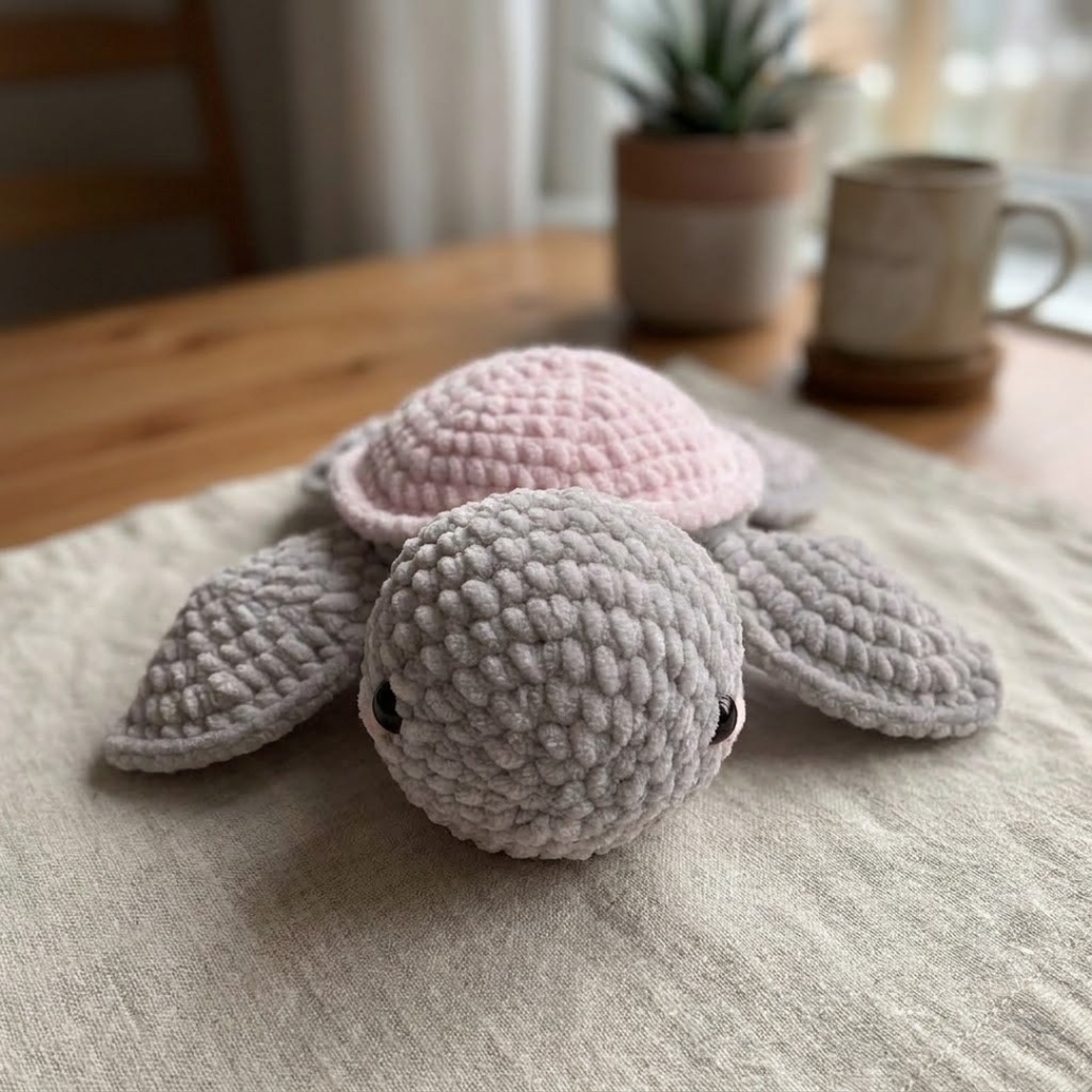 Crochet Turtle Pattern, Beginner Amigurumi Baby Animal Plushie