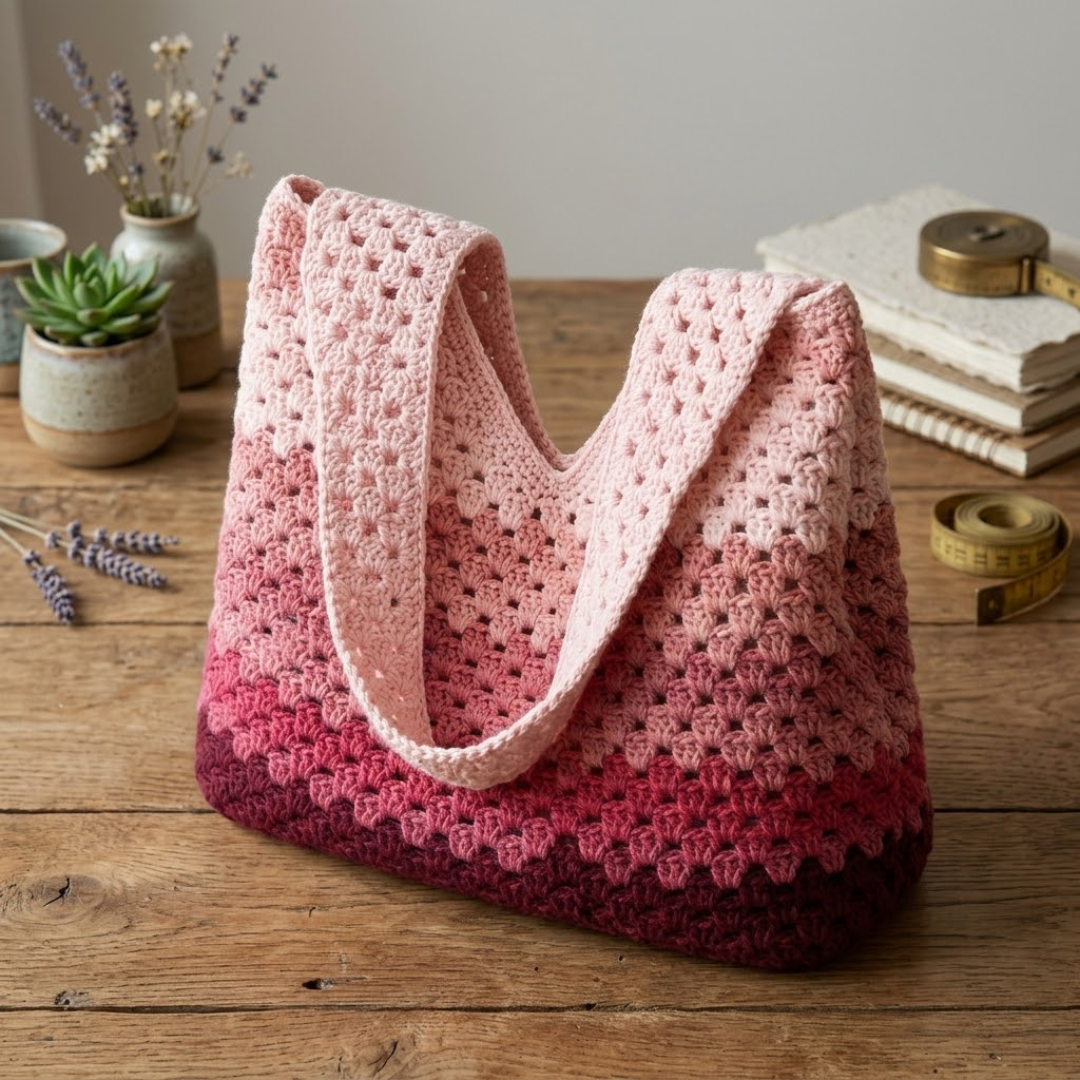 Granny Stitch Tote Bag Crochet Pattern, Beginner Friendly, Instant Download